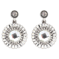 Zinc Alloy Rhinestone Drop Earring, with Crystal, platinum color plated, faceted & with rhinestone 