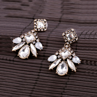 Crystal Rhinestone Earring, Zinc Alloy, with rubber earnut & Crystal, antique gold color plated, faceted & with rhinestone 
