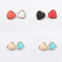 Asymmetric Earrings, Zinc Alloy, with Resin, Heart, gold color plated 