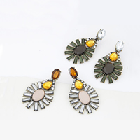 Fashion Statement Earring, Zinc Alloy, with Crystal & Acrylic, antique bronze color plated, faceted & with rhinestone 