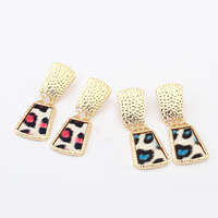 Zinc Alloy Drop Earring, gold color plated, leopard pattern & decal 