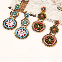 Fashion Statement Earring, Zinc Alloy, with Resin, antique gold color plated, with rhinestone 