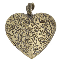 Brass Locket Pendants, Heart, plated, with flower pattern Approx Inner Approx 