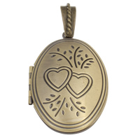 Brass Locket Pendants, Flat Oval, plated, with heart pattern Approx Inner Approx 