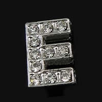 Zinc Alloy Letter Slide Charm, Letter E, plated, with Mideast rhinestone nickel free Approx 