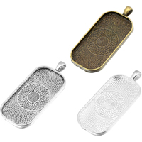 Zinc Alloy Pendant Cabochon Setting, Rectangle, plated Approx 4.3mm, Inner Approx 