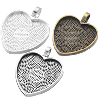 Zinc Alloy Pendant Cabochon Setting, Heart, plated Approx 4.83mm, Inner Approx 25mm 