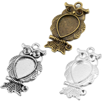 Zinc Alloy Pendant Cabochon Setting, Owl, plated Approx 3.2mm, Inner Approx 