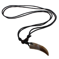 Resin Necklace, with Waxed Cotton Cord, Wolf Tooth, imitation ox bone & Approx 20 Inch 