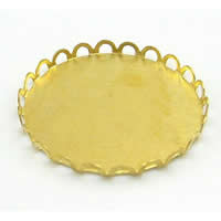 Brass Cabochon Settings, Flat Round, plated Inner Approx 25mm 