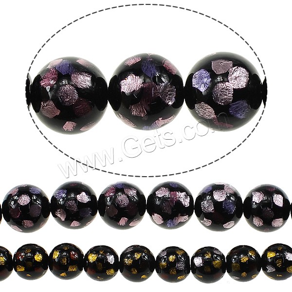 Silver Foil Lampwork Beads, Round, different size for choice & gold foil and silver foil, more colors for choice, Sold By Strand