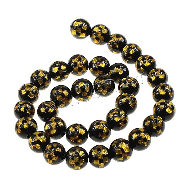 Silver & Gold Foil Lampwork Beads, Round, different size for choice & gold foil and silver foil, more colors for choice, Sold By Strand
