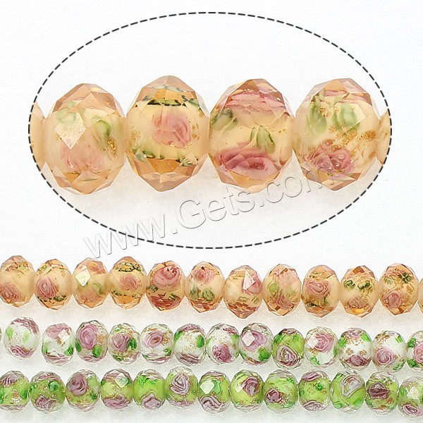 Faceted Lampwork Beads, Drum, different size for choice & gold sand, more colors for choice, Sold By Strand