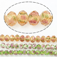 Faceted Lampwork Beads, Drum & gold sand 