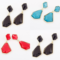 Acrylic Drop Earring, Zinc Alloy, with Acrylic, gold color plated, faceted 