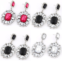 Crystal Rhinestone Earring, Zinc Alloy, with Crystal, silver color plated, faceted & with rhinestone 