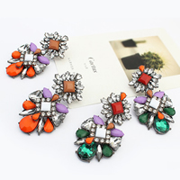 Fashion Statement Earring, Zinc Alloy, with Crystal & Resin, plumbum black color plated, faceted & with rhinestone 