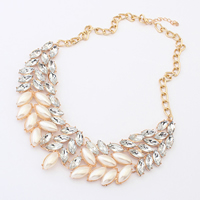 Fashion Statement Necklace, Zinc Alloy, with Crystal & Plastic Pearl, with 1.5Inch extender chain, gold color plated, twist oval chain & faceted, 47mm Approx 19.6 Inch 