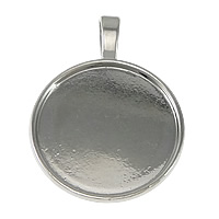 Zinc Alloy Pendant Cabochon Setting, Flat Round, platinum color plated Approx Inner Approx 25mm 