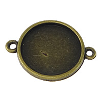 Zinklegierung Schmuckverbinder Einstellung, flache Runde, antike Bronzefarbe plattiert, 1/1-Schleife, 28x21x2mm, Bohrung:ca. 2mm, Innendurchmesser:ca. 18mm, verkauft von PC