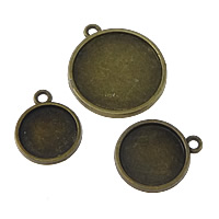Zinc Alloy Pendant Cabochon Setting, Flat Round, antique bronze color plated Approx 2mm 