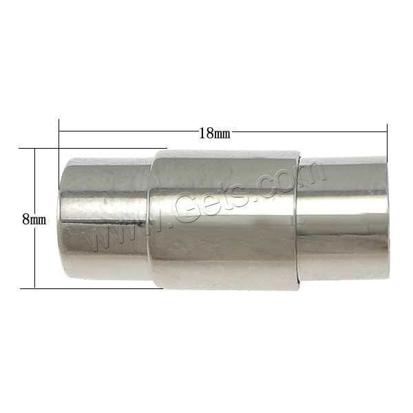 Runder Edelstahl Magnetverschluss, Rohr, plattiert, Kundenindividuell, keine, 18x8.5mm, Bohrung:ca. 6mm, verkauft von PC