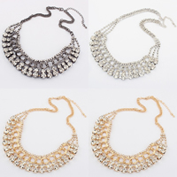 Rhinestone Zinc Alloy Necklace, with 1.5Inch extender chain, plated, double link chain & with rhinestone 27mm Approx 17.7 Inch 
