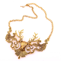 Zinc Alloy Necklace, with 1.5Inch extender chain, Deer, antique gold color plated, twist oval chain Approx 17.7 Inch 