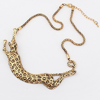 Zinc Alloy Necklace, with 1.5Inch extender chain, Leopard, antique gold color plated, lantern chain, 17mm Approx 17.7 Inch 