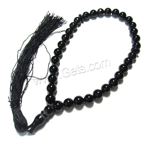 Tasbih, agate noire, avec corde en nylon, naturel & Islam bijoux & normes différentes pour le choix, 33PC/brin, Vendu par brin