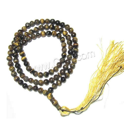 Tasbih, Ojo de tigre, con cordón de nylon, natural & Islam joyas & diverso tamaño para la opción, 99PCs/Sarta, Vendido por Sarta