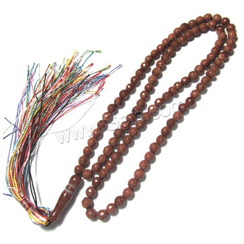 Muslim Tasbih, Goldstone, with Nylon Cord, synthetic, Islamic jewelry & different size for choice & faceted, 99PCs/Strand, Sold By Strand