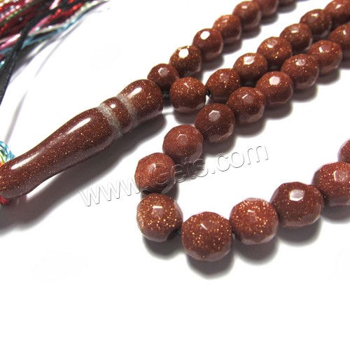 Muslim Tasbih, Goldstone, with Nylon Cord, synthetic, Islamic jewelry & different size for choice & faceted, 99PCs/Strand, Sold By Strand