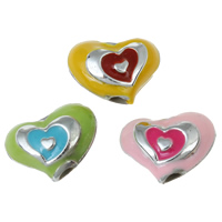 Enamel Acrylic Beads, Heart, platinum color plated Approx 3mm 