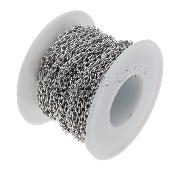 Stainless Steel Oval Chain, with plastic spool, different size for choice, original color, 100m/Spool, Sold By Spool