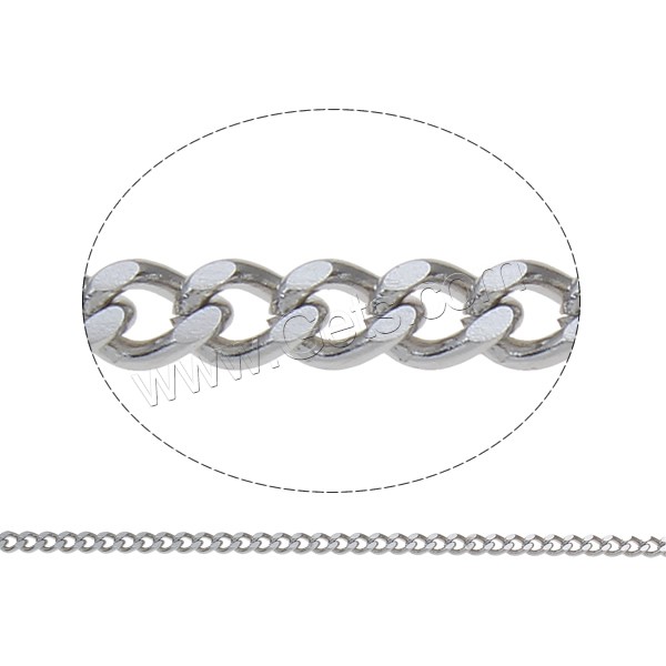 Stainless Steel Curb Chain, with plastic spool, different size for choice, original color, 10m/Spool, Sold By Spool