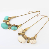 Turquoise Zinc Alloy Necklace, with turquoise, with 1.5Inch extender chain, antique gold color plated, lantern chain 40mm Approx 17.7 Inch 