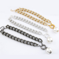 Zinc Alloy Necklace, with Plastic Pearl, with 1.5Inch extender chain, plated, curb chain 22mm Approx 14.1 Inch 