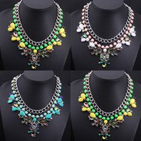 Fashion Statement Necklace, Zinc Alloy, with Crystal & Resin, with 1.5Inch extender chain, plated, curb chain & faceted & with rhinestone 80mm Approx 15.7 Inch 