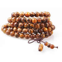 108 Perlen Mala, Sandelholz, mit elastischer Faden, buddhistischer Schmuck & 4-Strang, 8mm, Länge:ca. 34 ZollInch, 108PCs/Strang, verkauft von Strang