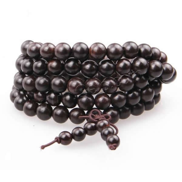 108 Mala Beads, Black Sandalwood, with Elastic Thread, Buddhist jewelry & different size for choice & 5-strand, Sold By Strand