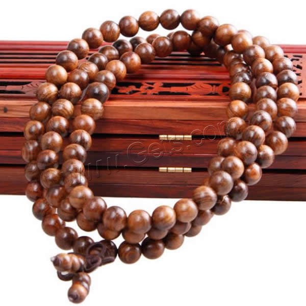 108 Mala Beads, Hua Qinan Wood, with Elastic Thread, Buddhist jewelry & different size for choice & 4-strand, 108PCs/Strand, Sold By Strand