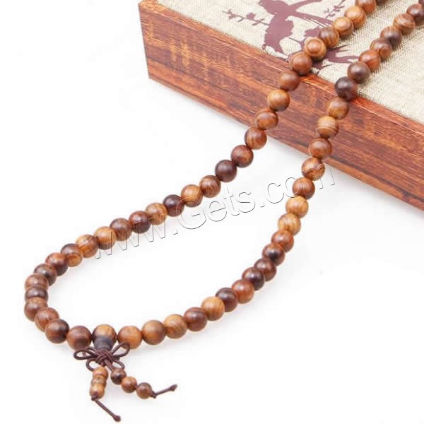 108 Mala Beads, Hua Qinan Wood, with Elastic Thread, Buddhist jewelry & different size for choice & 4-strand, 108PCs/Strand, Sold By Strand