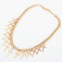 Zinc Alloy Necklace, Cross, rose gold color plated, twist oval chain, 30mm Approx 15.7 Inch 