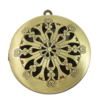 Brass Locket Pendants, Flat Round, plated, hollow Approx 1.5mm, Inner Approx 24mm 