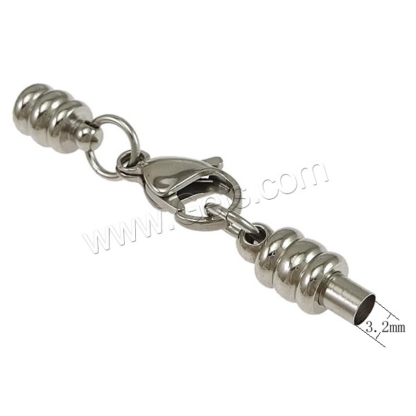 Stainless Steel Lobster Claw Clasp, plated, different size for choice & with end cap, more colors for choice, 47x6.5mm,15x6.5mm,10x6.5mm,15x9.5x4mm, Hole:Approx 3.2mm, Sold By Set