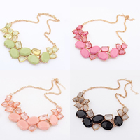 Fashion Statement Necklace, Zinc Alloy, with Resin & Acrylic, with 1.5Inch extender chain, rose gold color plated, twist oval chain 35mm Approx 17.7 Inch 