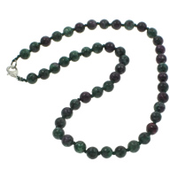 Ruby in Zoisite Necklace, zinc alloy lobster clasp, Round, 8mm Approx 19 Inch 