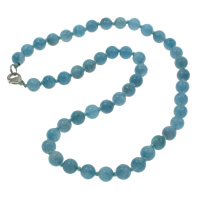 Aquamarine Necklace, zinc alloy lobster clasp, Round, natural, March Birthstone, 8mm Approx 18 Inch 