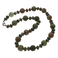 Ruby in Zoisite Necklace, zinc alloy lobster clasp, Round 12mm Approx 18 Inch 